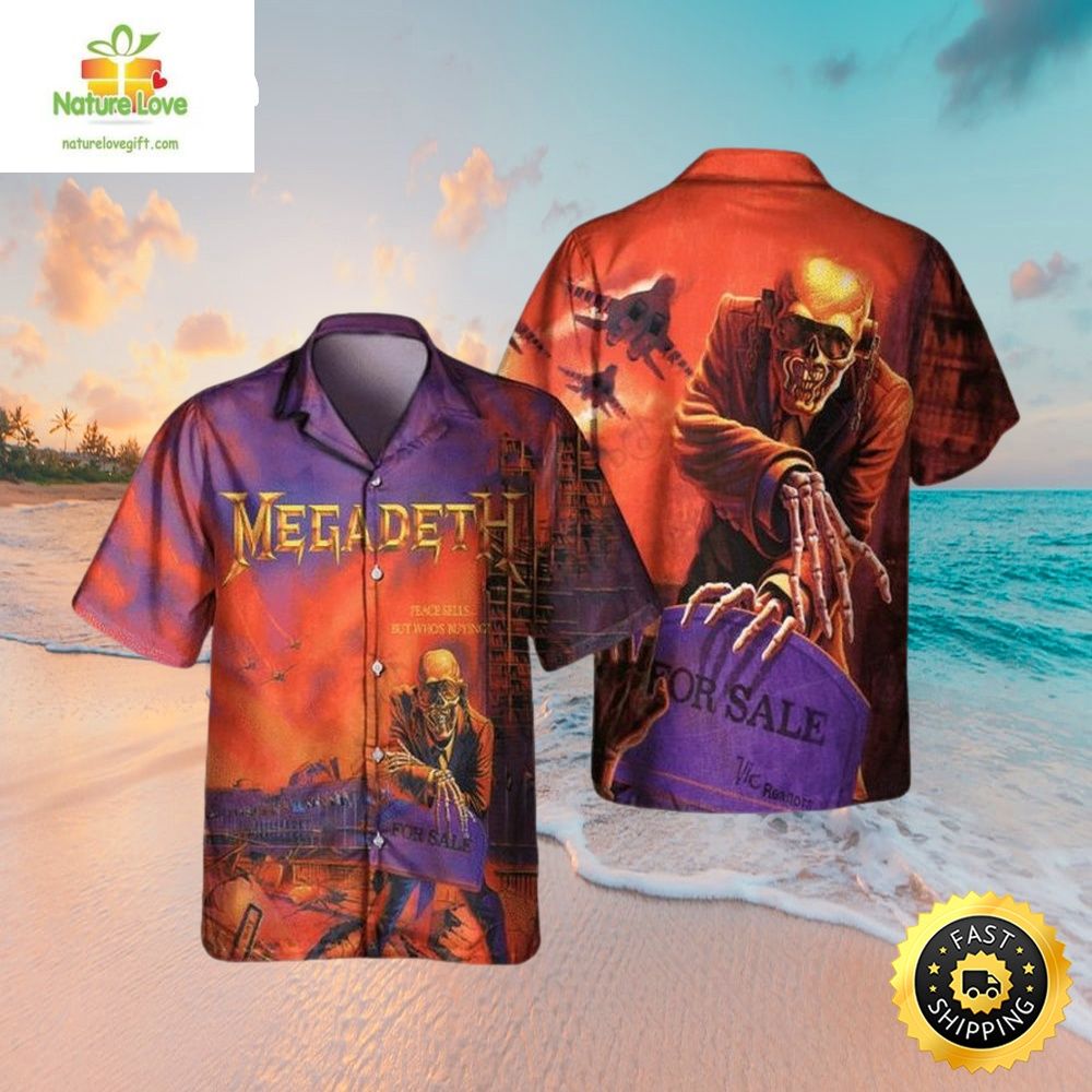 Megadeth Peace Sells 1986 Hawaiian Shirt Music Band Tee