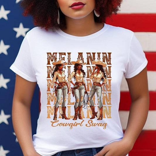 Melanin Cowgirl Swag Shirt, African American History T-Shirt, Afro Cowgirl African American Tee, Women Black History Month Gift