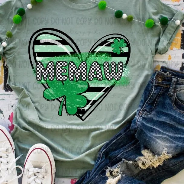 Memaw  Clover Heart DTF Transfers - THIS IS NOT A SHIRT Hoodie, Sweatshirt | InkThreadWorks.com