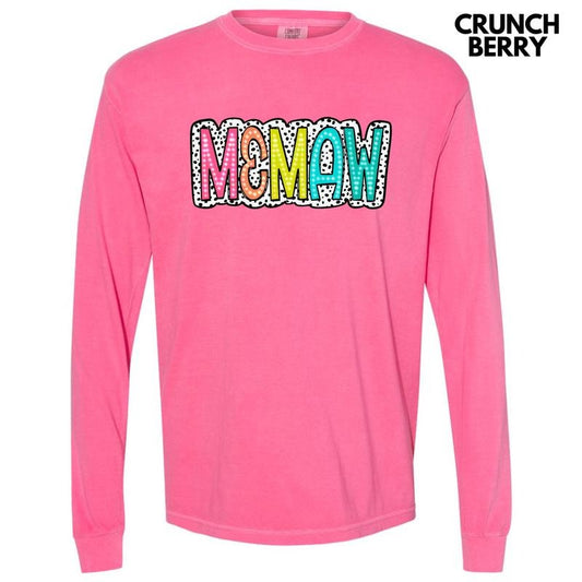 Memaw Neon Spotted Long Sleeve Comfort Colors T-Shirt 'NLB' Hoodie, Sweatshirt | InkThreadWorks.com