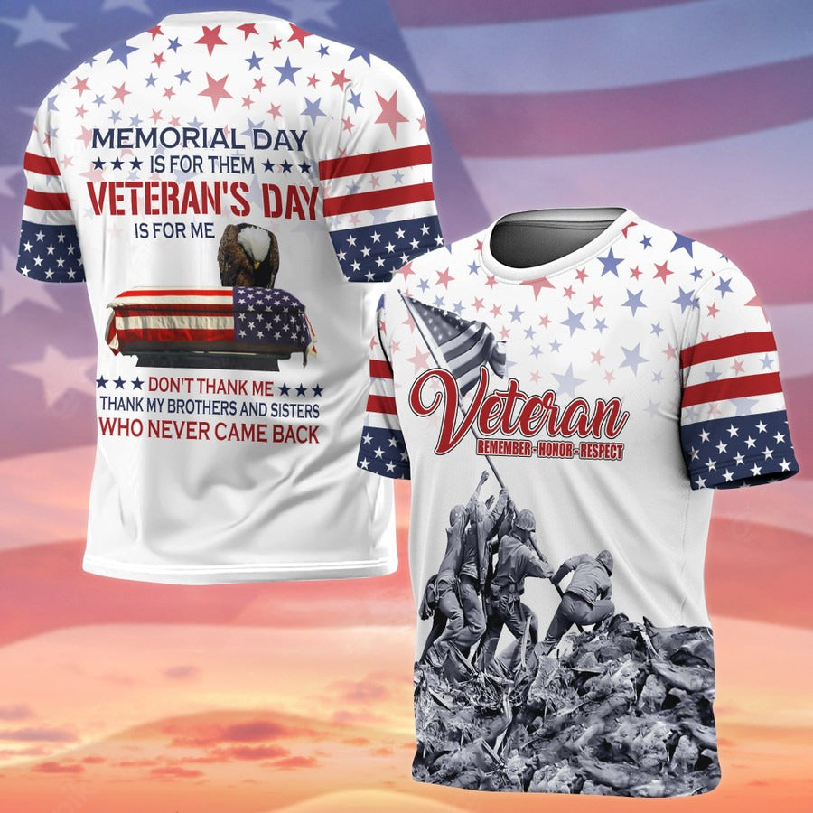 Premium Memorial Day Is For Them Veteran’s Day Is For Me Polo Shirt / Hawaiian Shirt / T-Shirt – Gift for Memorial Day 2026