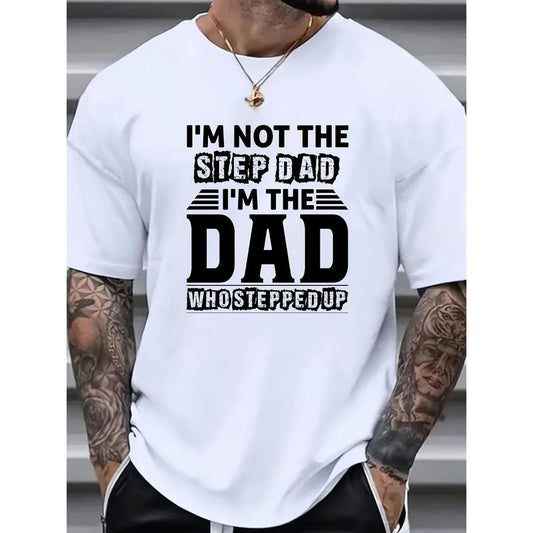 Men's "DAD" Graphic Print T-shirt For Summer, Men's Clothing Made in USA