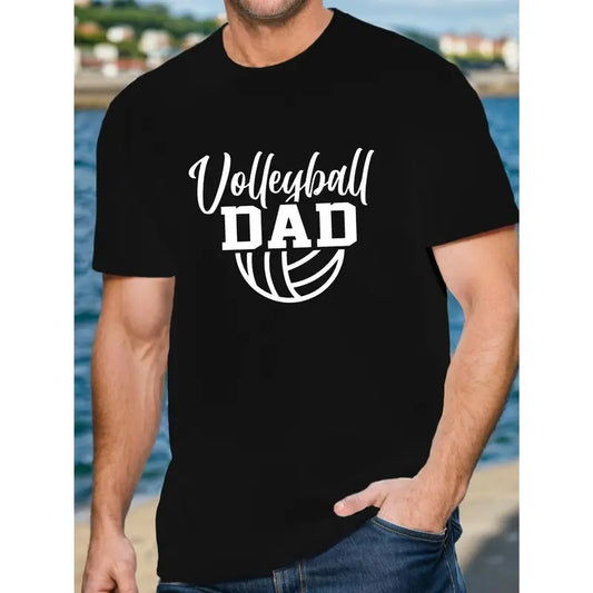 Men's Breathable Volleyball Dad Graphic Tee - Casual Short Sleeve Summer Fashion T-Shirt Made in USA