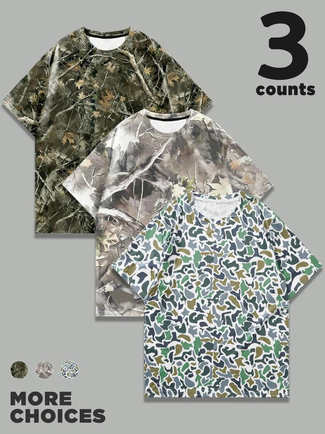 Men's Camo Print Short Sleeve Tee, Regular Fit Casual All Over Print Round Neck T-shirt for Summer, Men's Top for Daily...