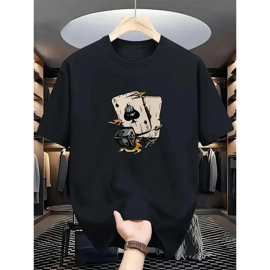 Men's Casual Black T-Shirt with Intricate Skull and Mechanical Design - Cotton and Spandex Blend, Crew Neck, Short Sleeve, Summer Fashion Graphic Tee Made in USA