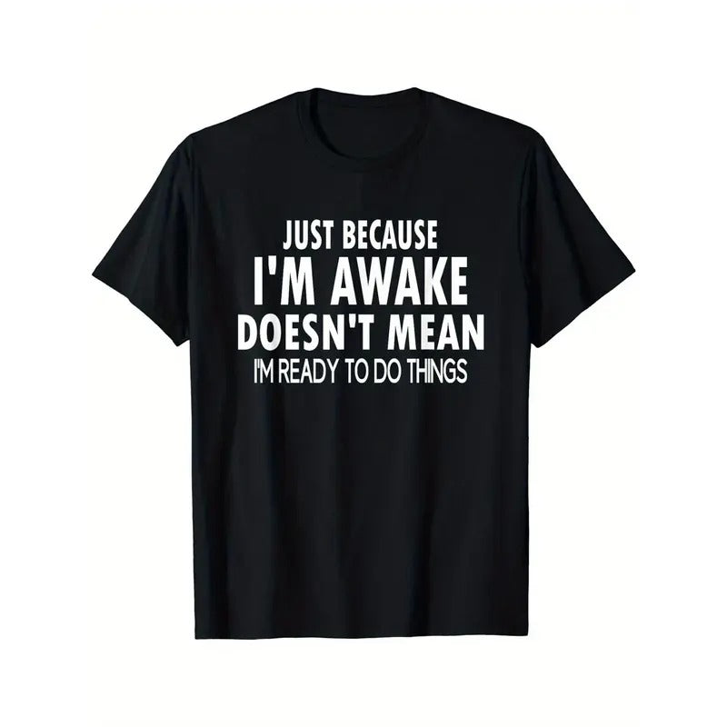 Men's Casual Crew Neck T-Shirt, 100% Cotton Knit Fabric, Medium Stretch, All-Season Comfort, Regular Fit with "Just...