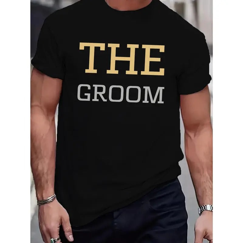 Men's Casual Geometric Print T-Shirt - Breathable Cotton, Crew Neck, Short Sleeve