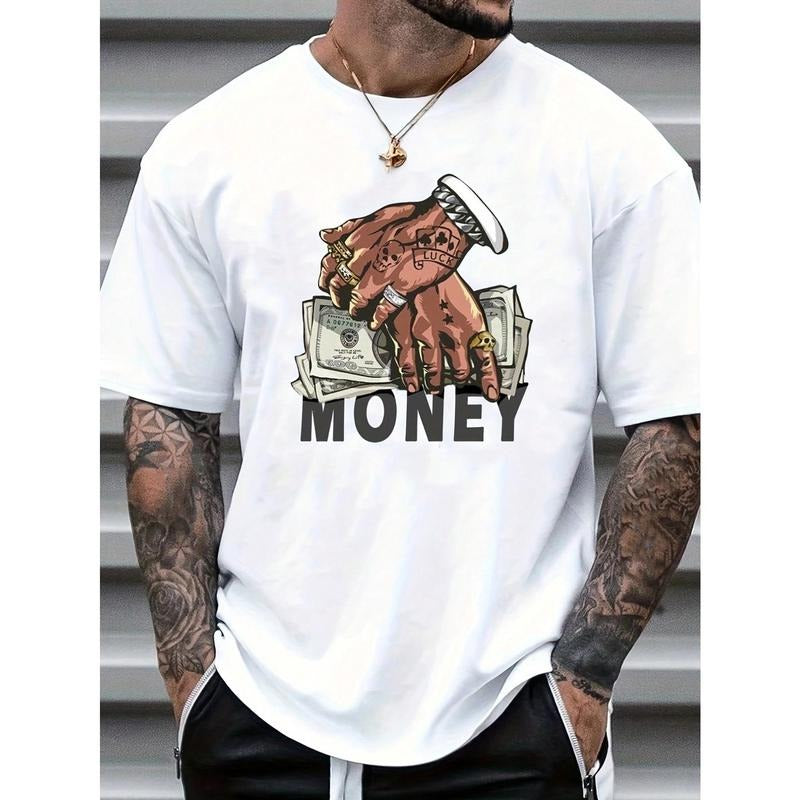 Men's Casual Hand Gesture & Letter Print T-Shirt, Summer Made in USA Hoodie, Sweatshirt | InkThreadWorks.com