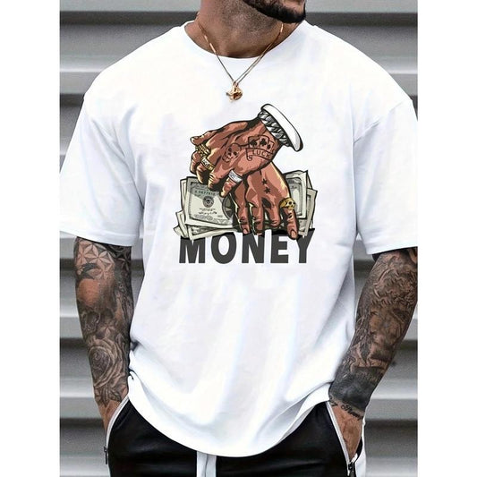Men's Casual Hand Gesture & Letter Print T-Shirt, Summer Made in USA Hoodie, Sweatshirt | InkThreadWorks.com