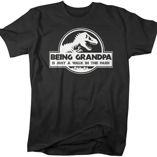 Men's Funny Grandpa T-Shirt, Father's Day Gift Being Grandpa Is A Walk In The Park Shirt, Dinosaur Tee,T Rex Shirt Cotton...