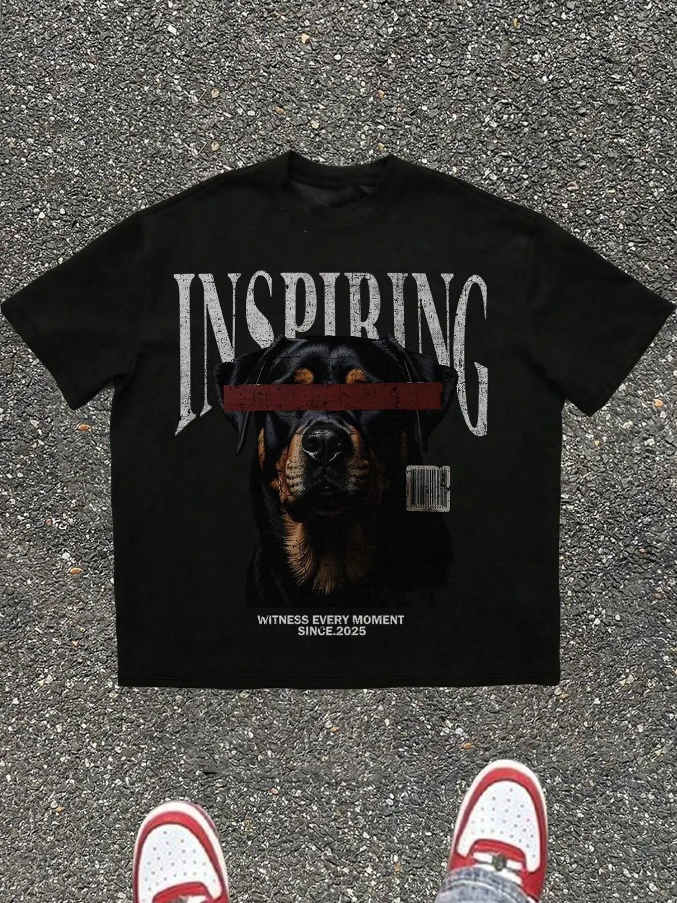 Men's Regular Fit Dog & Letter Print Round Neck Graphic Tee, Casual Short Sleeve T-shirt for Daily Wear, Men's Top for All Seasons