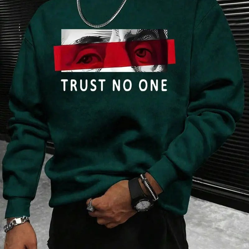 Men's Regular Fit Letter & Graphic Print Round Neck Sweatshirt, Casual Long Sleeve Crew Neck Pullover for Fall & Winter, Fashion Men's Top for Daily Wear