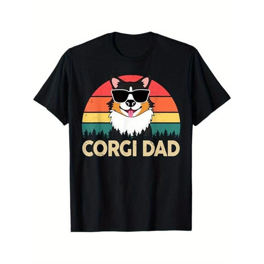 Men's cotton casual T-shirt Corgi-Shirt Corgi Dad Funny Father Day Gift for Lover Men T-Shirt Made in USA Hoodie, Sweatshirt