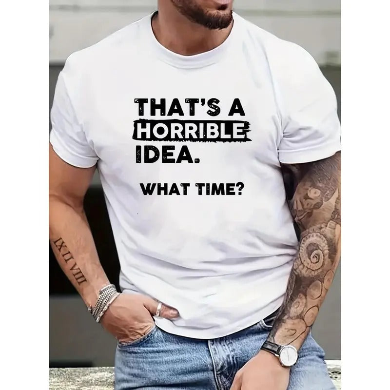 Mens Horror Print T-Shirt - Comfortable Round Neck, Lightweight Short Sleeves - Trendy Regular Fit for Spring Summer Style