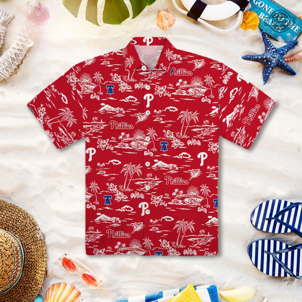Mens Phillies Hawaiian Shirt Palm Trees Inspired By Philadelphia Phillies Hawaiian Shirt Giveaway Phillies Shirt Mlb Hawaiian Shirts And Shorts