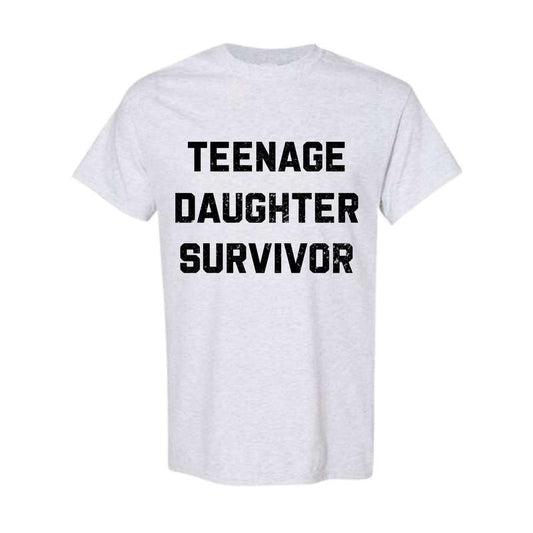 Mens Teenage Daughter Survivor T shirt Funny Fathers Day Tee for Dad, Full Color, Full Size Hoodie, Sweatshirt
