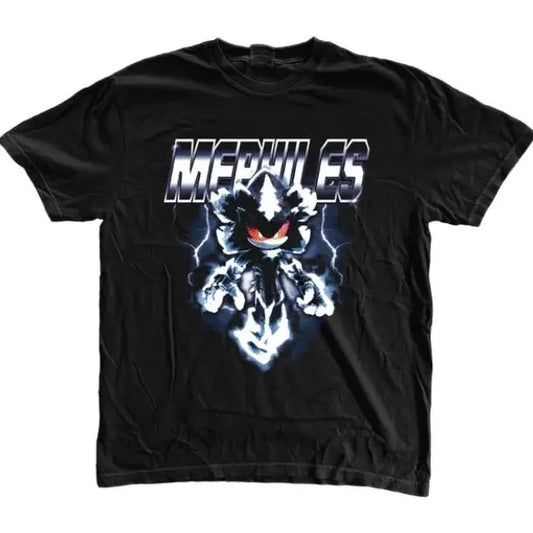 Mephiles the Dark T-Shirt, Sonic Adventure Shirt, Unisex Vintage Graphic Tees Gothic Grunge Y2k Emo Scene Amity Affliction Style Clothes Men Women Streetwear