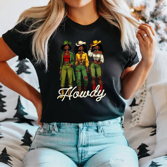 Merch Black Cowgirl T-Shirt, Western Rodeo Melanin Shirt, Juneteenth Black History Tee, Afro Women Gift Tee, Black...