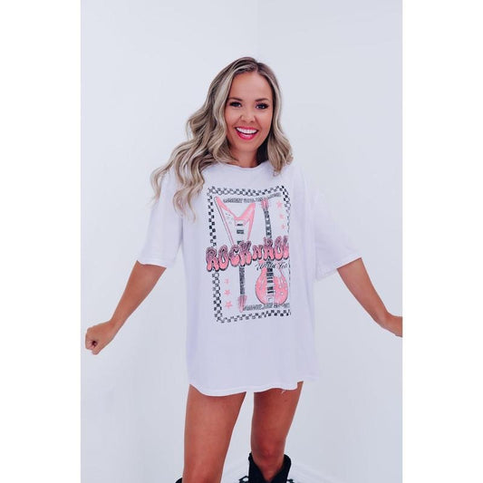 Mercury Oversized "Rock N Roll" Graphic Tee - White T-Shirt