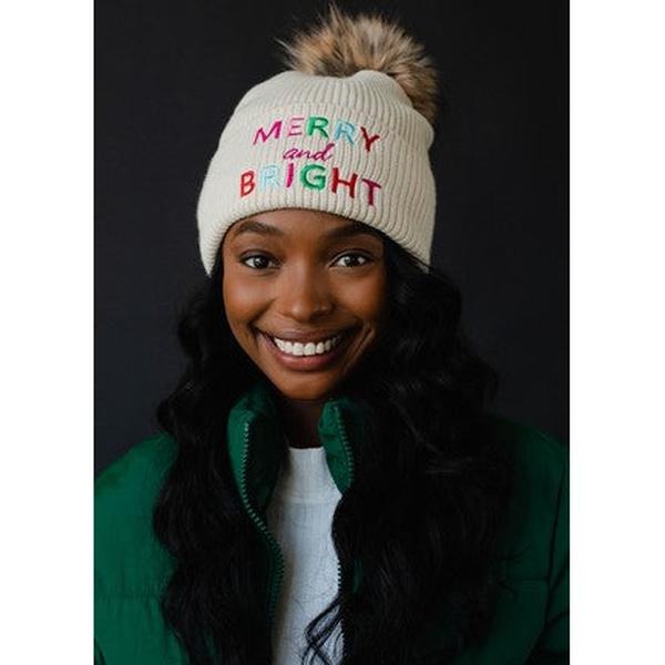 Merry & Bright Beige Beanie T-Shirts, Hoodie, Sweatshirt | InkThreadWorks.com