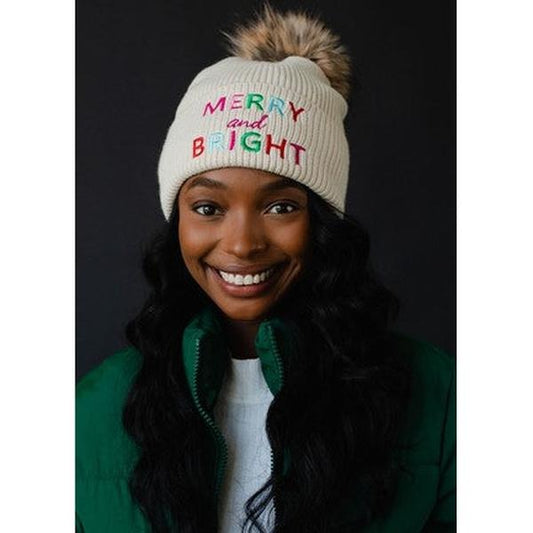 Merry & Bright Beige Beanie T-Shirts, Hoodie, Sweatshirt | InkThreadWorks.com