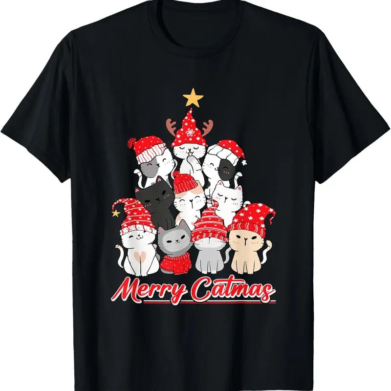 Merry Catmas Christmas Ugly Xmas Cat Lover T-Shirt Hoodie, Sweatshirt | InkThreadWorks.com