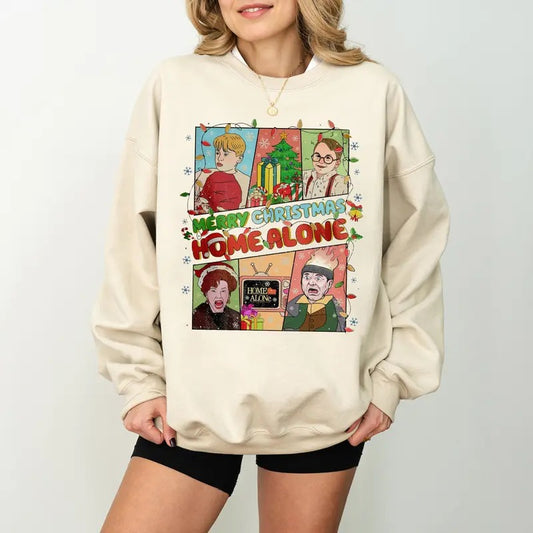 Merry Christmas Home Alone Sweatshirt, Home Alone Kevin Shirt, Christmas Movie Tee, Funny Holiday Tee