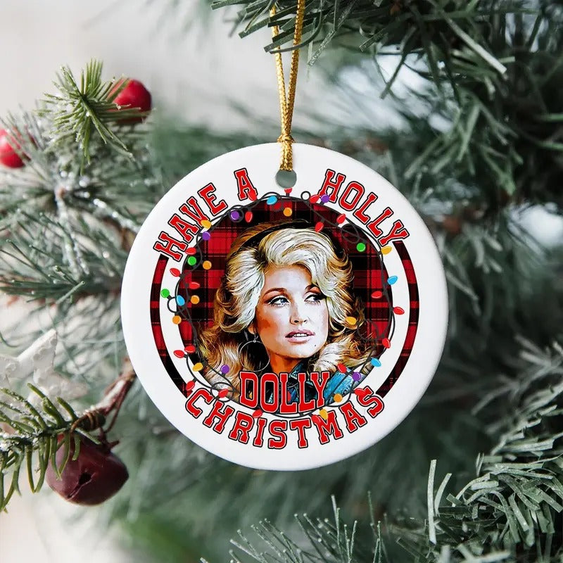 Merry Christmas Ornament, Retro Xmas Western Ornament, Festive Country Christmas Gift, Dolly Xmas Gift, Christmas Decor...