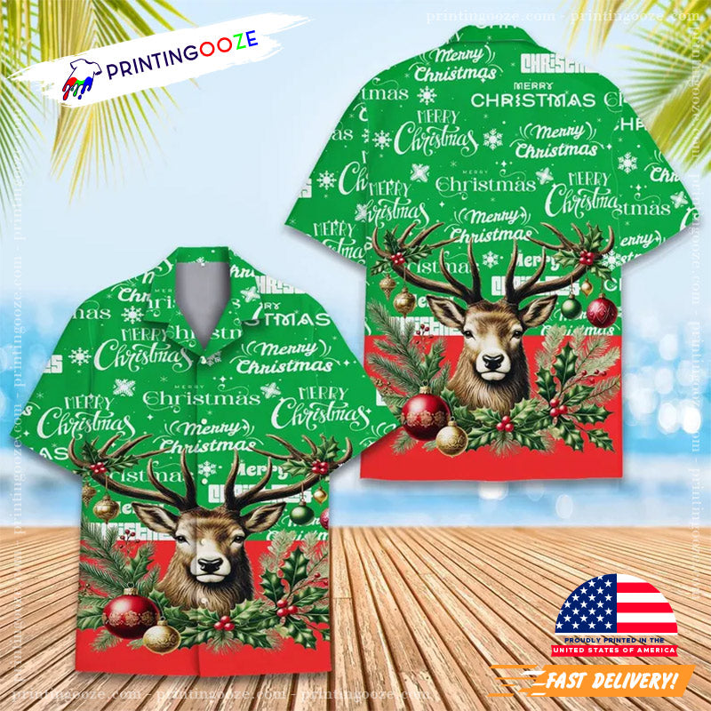 Merry Christmas Reindeer Hawaiian Shirt
