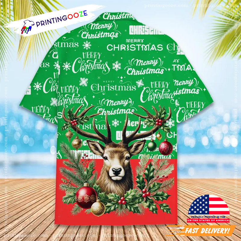 Merry Christmas Reindeer Hawaiian Shirt