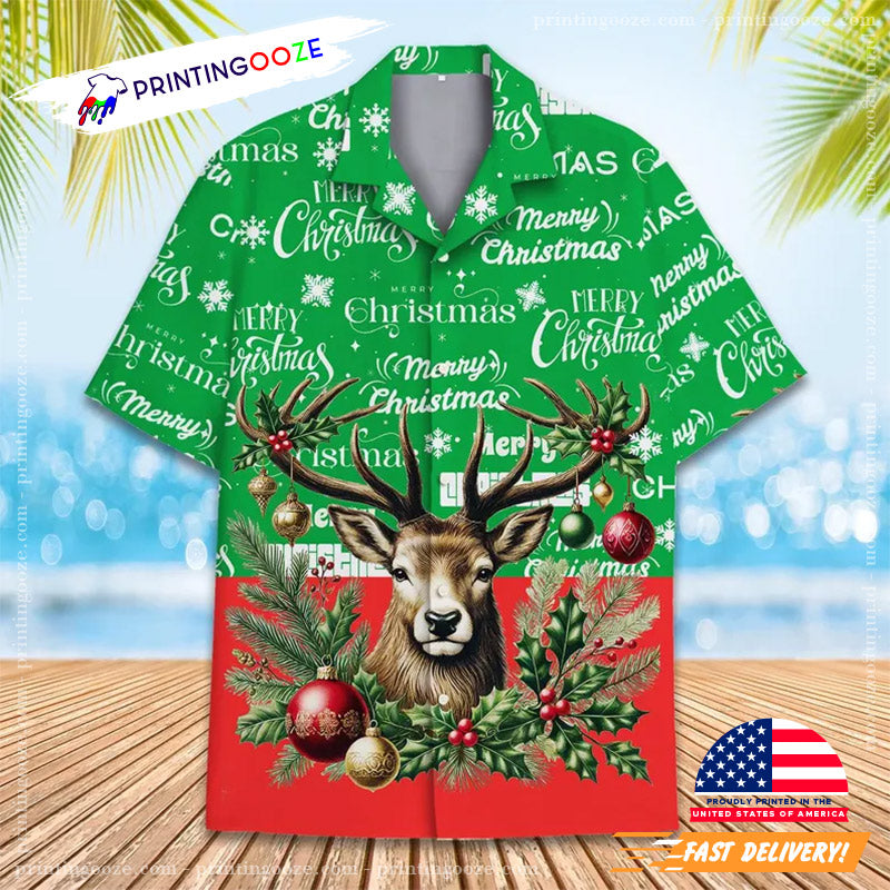 Merry Christmas Reindeer Hawaiian Shirt