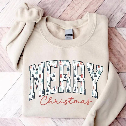 Merry Christmas Sweatshirt, Christmas Crewneck Women Holiday Sweatshirt, Cute Xmas Sweater Cozy Winter Oversized...