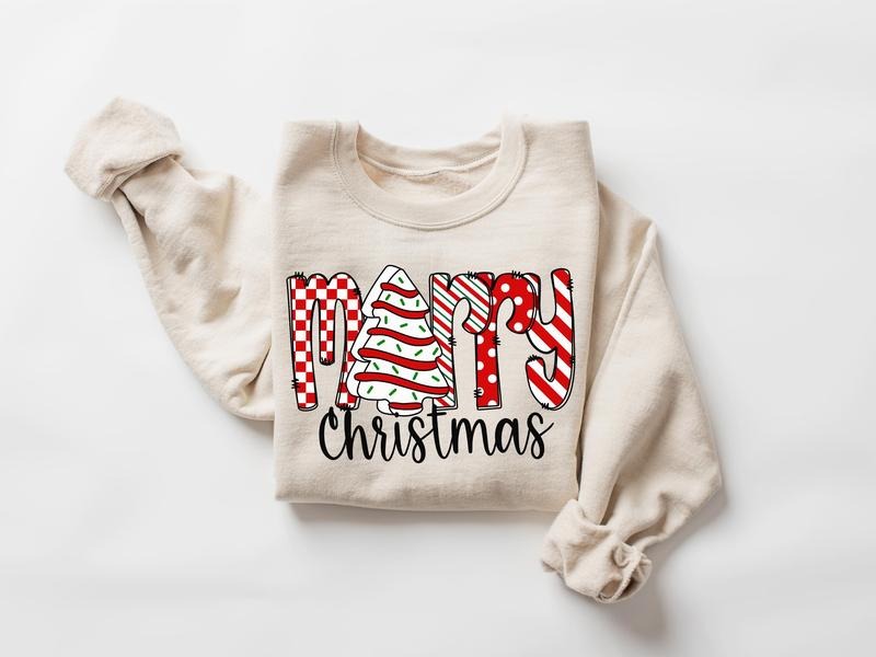 Merry Christmas Sweatshirt, Christmas Tree Cake Shirt, Christmas Cake Sweatshirt, Christmas Crewneck, Christmas Shirt For...