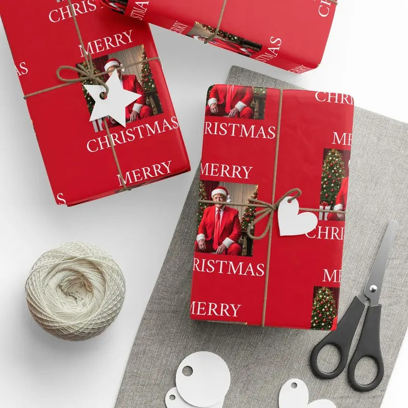 Merry Christmas Trump Wrapping Paper - Red Wrapping Paper for Christmas Gift T-Shirts, Hoodie, Sweatshirt