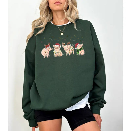 Merry Pigmas Sweatshirt, Christmas Pig Sweater, Christmas Pig Shirt, Pig Lover Gift T-Shirt, Funny Farmer Shirt Hoodie