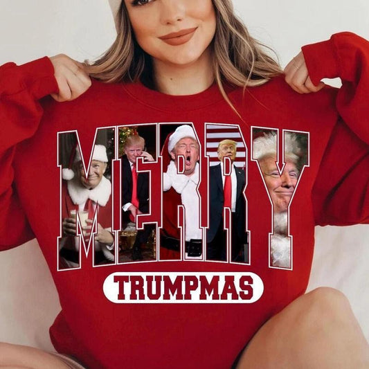 Merry Trumpmas Shirt Trump Merry Christmas Sweatshirt, Trump Christmas T-Shirt, Merry Xmas Trump Shirt Cotton Crewneck Hoodie