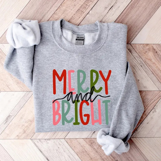 Merry and Bright Sweatshirt, Christmas Sweatshirt, Family Christmas Sweatshirt, Christmas Sweatshirts for Women, Merry...