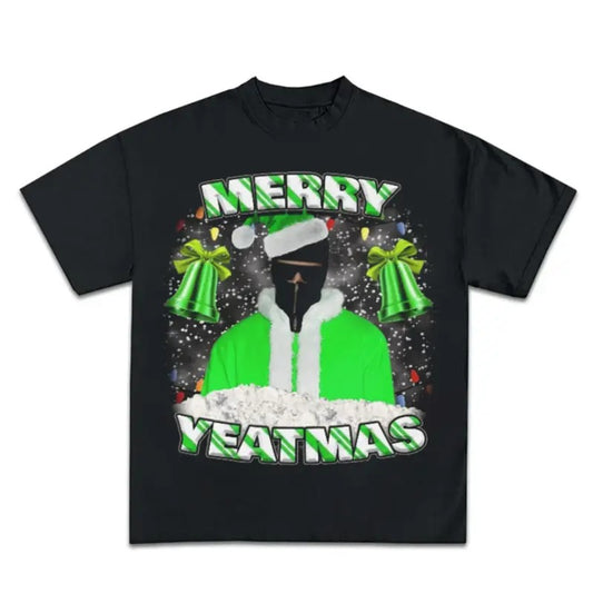 Mery Yeatmas Green Santa Yeat Christmas Graphic Rap Tee Shirt Streetwear Menswear Top