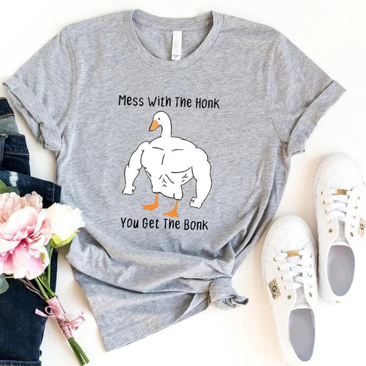 Mess With The Honk You Get The Bonk Shirt - Funny Duck Shirt - Goose Lover Gift - Funny Meme Shirt