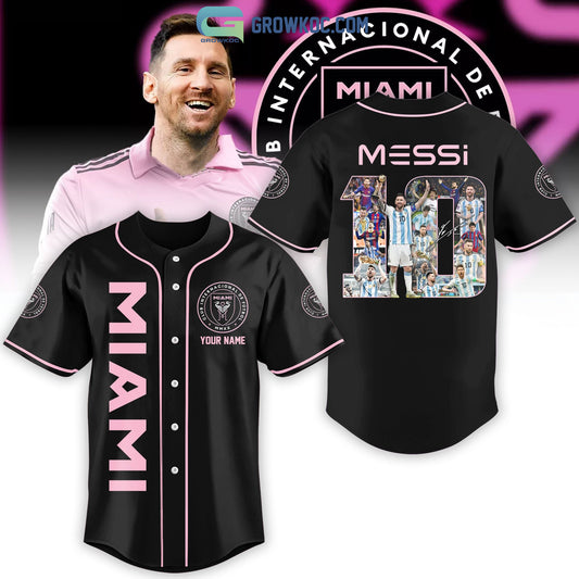 Messi 10 Miami FC Black Design Personalized Baseball Jersey