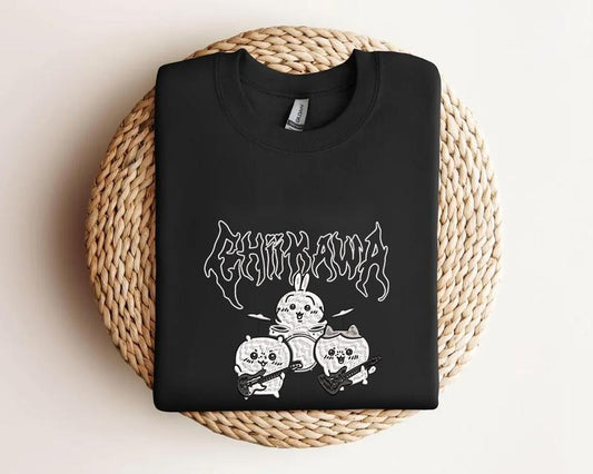 Metal Chiikawa Embroidered Sweatshirt, USAGi, Anime Shirt