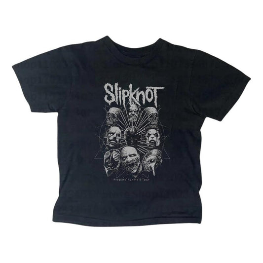 Metal Gothic Rock Band - Retro Sipknot Baby Tee - Short Sleeve Cotton Crew Neck Top with Graphic Print