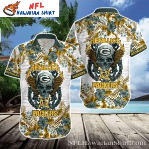 Metallic Skull - Green Bay Packers Rock n' Roll Hawaiian Shirt