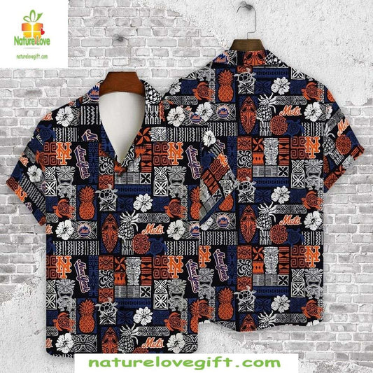 MLB Hawaiian Shirt Mets Paisley Orange Stylish Baseball Apparel
