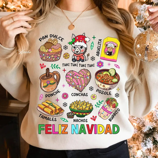 Mexican Feliz Navidad Sweatshirt, Christmas Tis The Season, Mexican Christmas Shirt, Tamale Pan Dulce Pink Christmas,...