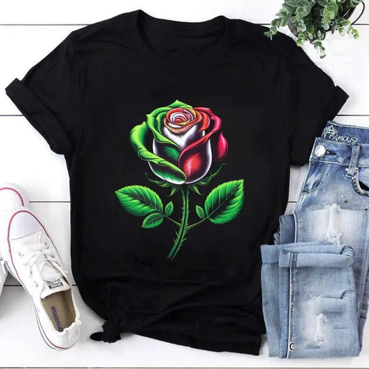 Mexican Rose Mexico Flag Mexican Unisex T-Shirt, Mexicana Rose Sweatshirt, Mexico Hoodie, Mexican Gift Cotton Fabric Casual Knit Classic Menswear Top Garment