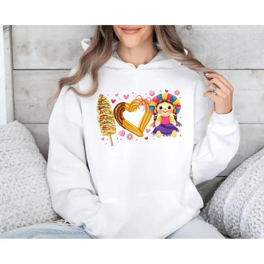 Mexican Valentine Hoodie, I Love U Mexican Shirt, Latina, Mexico Pan Dulce, Funny Latina Sweatshirt, Conchita Heart,...