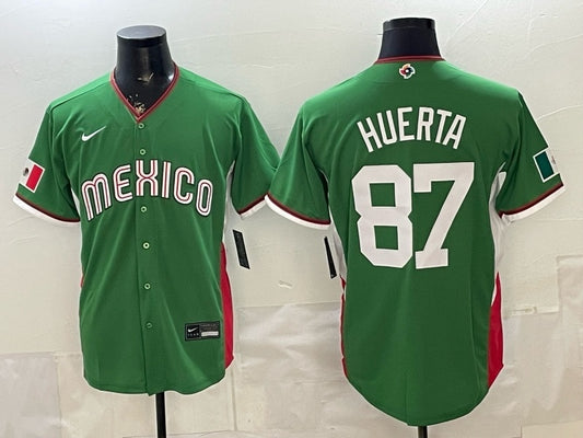 Mexico Baseball #87 Huerta Green 2026 World Baseball Classic 26 World Cup