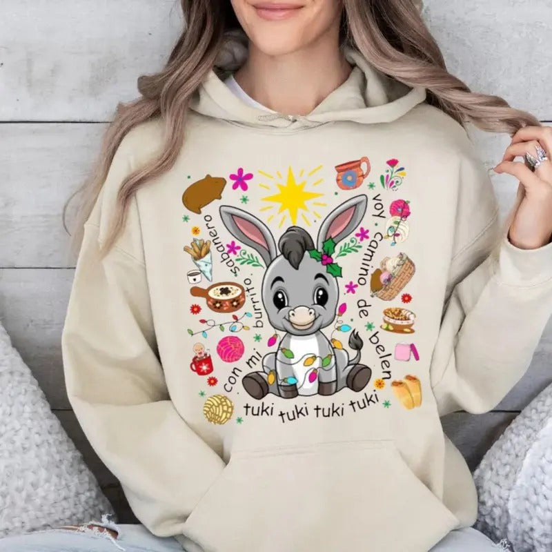 Mi Donkey Mexican Concha Sweatshirt, Feliz Navidad Shirt, Tuki Tuki Donkey Conchas Latiino Xmas Tshirt, Mexican Christmas...