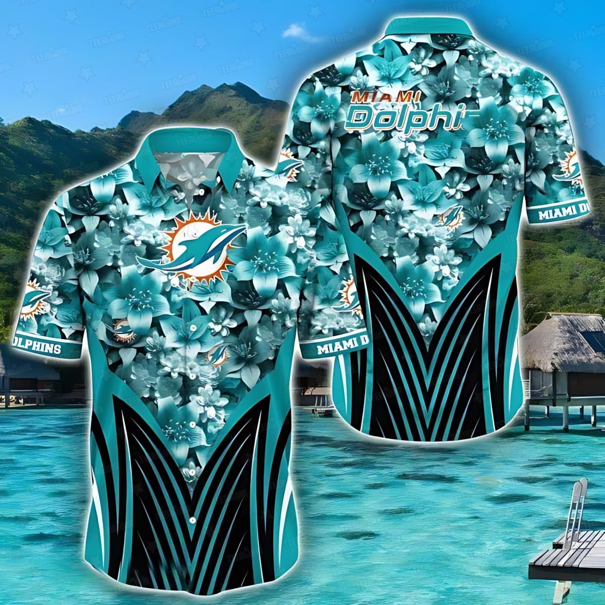 Miami Dolphins Hawaiian Shirt Aqua Bloom Design 761064